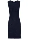 Oscar De La Renta Sequin-embellished Sleeveless Tweed Dress In Blue