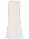 Oscar De La Renta Sequin Tweed A-line Dress In White