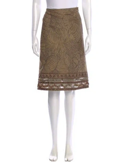 Pre-owned Oscar De La Renta Sequin Embellishments Knee-length Skirt In Neutral