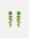Oscar De La Renta Flower-sequin Dangling Earrings In Green