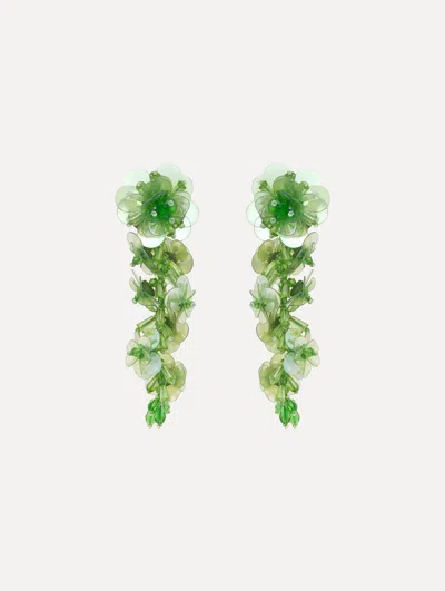 OSCAR DE LA RENTA SEQUIN FLOWER CLIP-ON EARRINGS