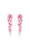Oscar De La Renta Sequin Flower Drop Clip-on Earrings In Pink