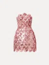 Oscar De La Renta Strapless Sequin Scallop Cocktail Dress In Pink | ModeSens