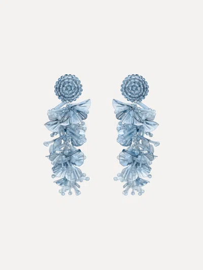 Oscar De La Renta Sequin Tassel Clip-on Earrings In Blue