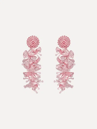 Oscar De La Renta Sequin Tassel Clip-on Earrings In Pink