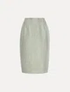 Oscar De La Renta Sequin Tweed Pencil Skirt In Green