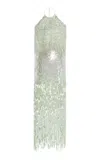 Oscar De La Renta Sequined Fringed Cocktail Midi Dress In Green