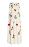Oscar De La Renta Sequined Georgette Caftan In Ivory Multi