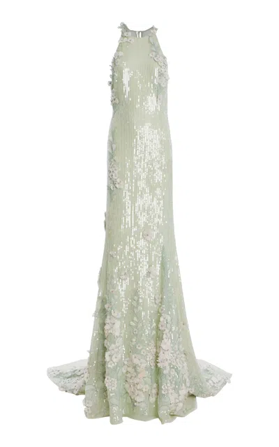 Oscar De La Renta Sequined Gown