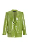 Oscar De La Renta Sequined Jersey Blazer In Green