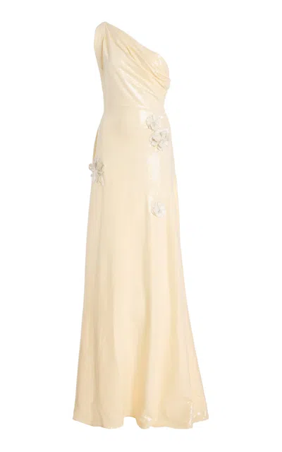 Oscar De La Renta Sequined Jersey Gown In Ivory