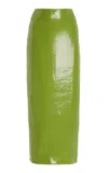 Oscar De La Renta Sequined Jersey Maxi Skirt In Green