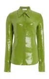Oscar De La Renta Sequined Jersey Shirt In Green
