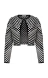 Oscar De La Renta Sequined Knit Jacket In Black,white
