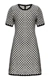 Oscar De La Renta Sequined Knit Mini Dress In Black,white