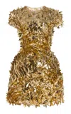 Oscar De La Renta Sequined Mini Dress In Gold