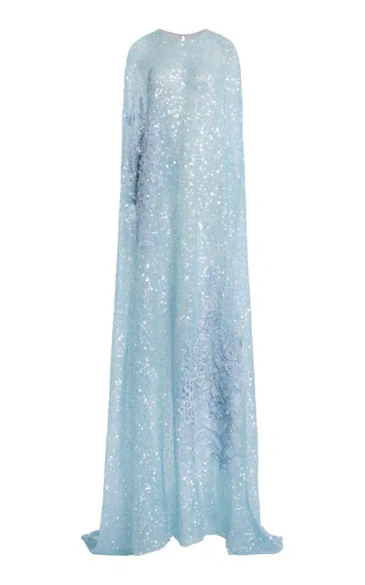 Oscar De La Renta Sequined Tulle Gown