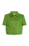 Oscar De La Renta Sequined Tweed Jacket In Green