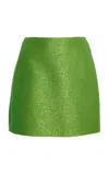 Oscar De La Renta Sequined Tweed Mini Skirt In Green