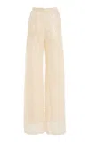 Oscar De La Renta Sequined Wool-cashmere Wide-leg Pants
