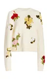 Oscar De La Renta Sequined Wool Sweater In Ivory