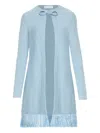 Oscar De La Renta Sequinned Fringed Coat In Blue