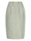 Oscar De La Renta Sequinned Tweed Pencil Skirt In Gray