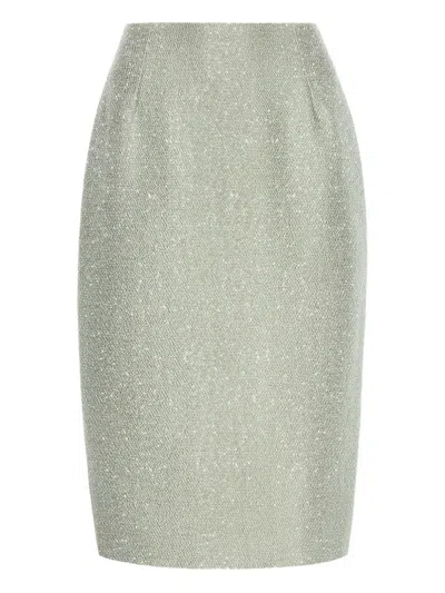 OSCAR DE LA RENTA SEQUINNED TWEED PENCIL SKIRT