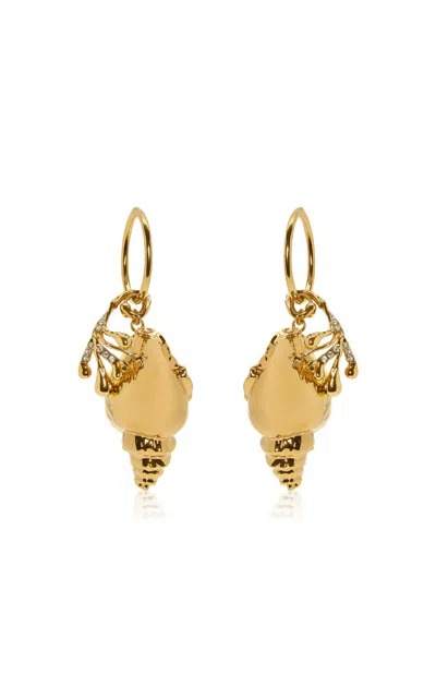 Oscar De La Renta Shell Hoop Earrings In Gold