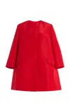 Oscar De La Renta Short Faille Coat In Red