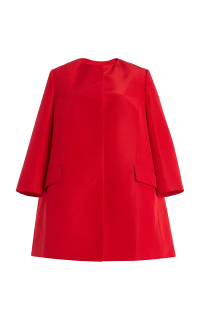 Oscar De La Renta Short Faille Coat In Red