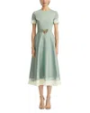 Oscar De La Renta Short Sleeve Abstract Poplin Dress