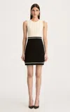 Oscar De La Renta Short Sleeve Bubble Trim Knit Dress In Multi