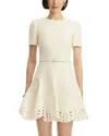 Oscar De La Renta Short Sleeve Cutout Hem Tweed Dress
