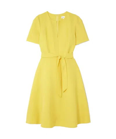 Oscar De La Renta Short Sleeve Dress In Yellow