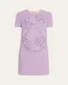 Oscar De La Renta English Rose Cutout Tweed Shift Dress In Purple