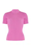Oscar De La Renta Short Sleeve  Mock Neck Pullover In Pink