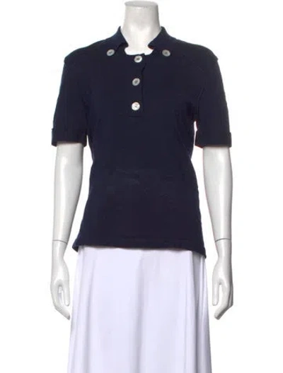 Pre-owned Oscar De La Renta Short Sleeve Polo In Blue