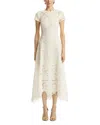 OSCAR DE LA RENTA OSCAR DE LA RENTA SHORT SLEEVE SCROLL GUIPURE DAY DRESS