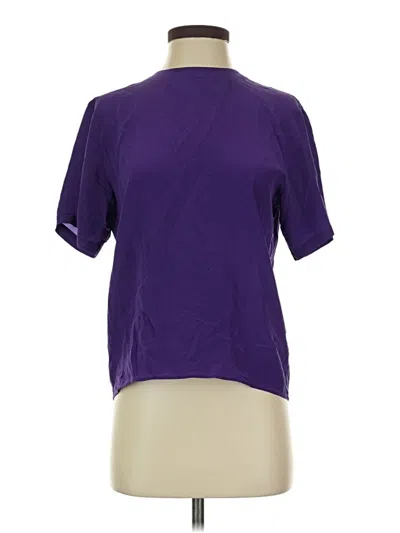 Pre-owned Oscar De La Renta Short Sleeve Silk Top Purple Boatneck Tops