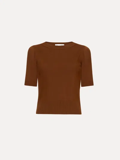 Oscar De La Renta Short Sleeve Wool Pullover