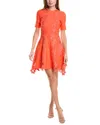 Oscar De La Renta Botanical Guipure-lace Minidress In Orange