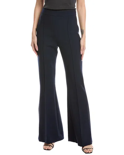 Oscar De La Renta Side Zip Flare Stretch Wool-blend Pant In Blue
