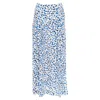 Oscar De La Renta Silk Abstract Print Midi Skirt In Blue