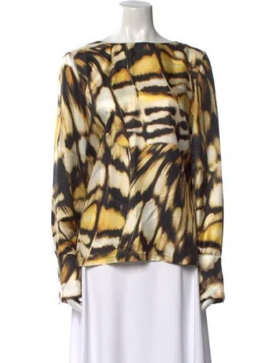 Pre-owned Oscar De La Renta Silk Animal Print Blouse In Multi
