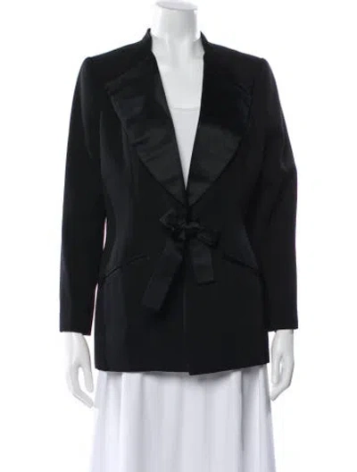 Pre-owned Oscar De La Renta Silk Blazer In Black