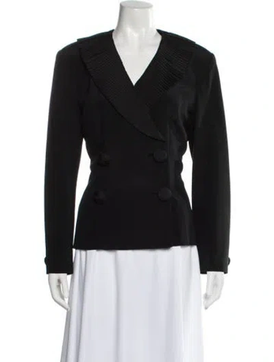 Pre-owned Oscar De La Renta Silk Blazer In Black