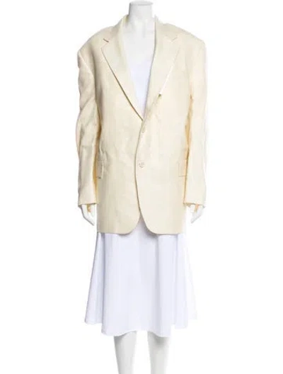 Pre-owned Oscar De La Renta Silk Blazer In Neutral
