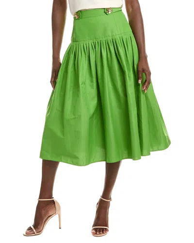 Oscar De La Renta Silk-blend A-line Skirt In Green