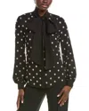 Oscar De La Renta Ladies Woven Blouse In Black